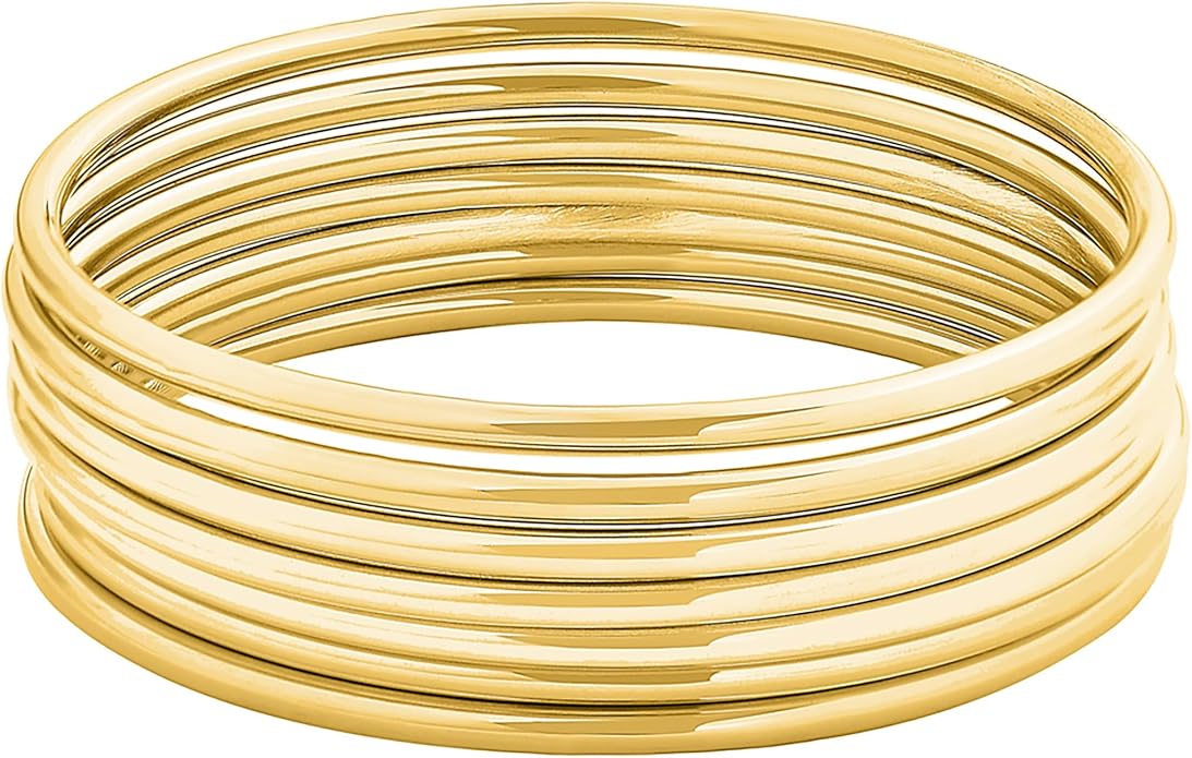 Edforce Stainless Steel Glossy Thin Round Bangle Bracelet Set for Women, Set of 7