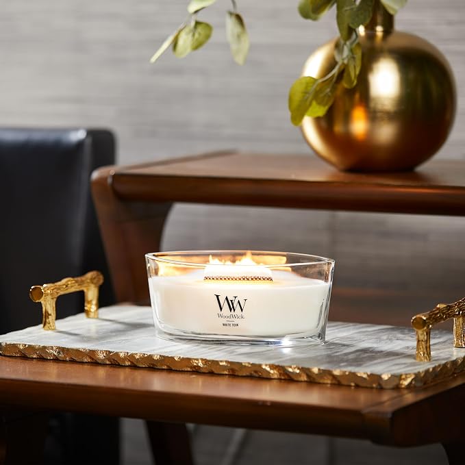 WoodWick White Teak Gifts for Women and Men, 16 oz Ellipse Candle - Image 4