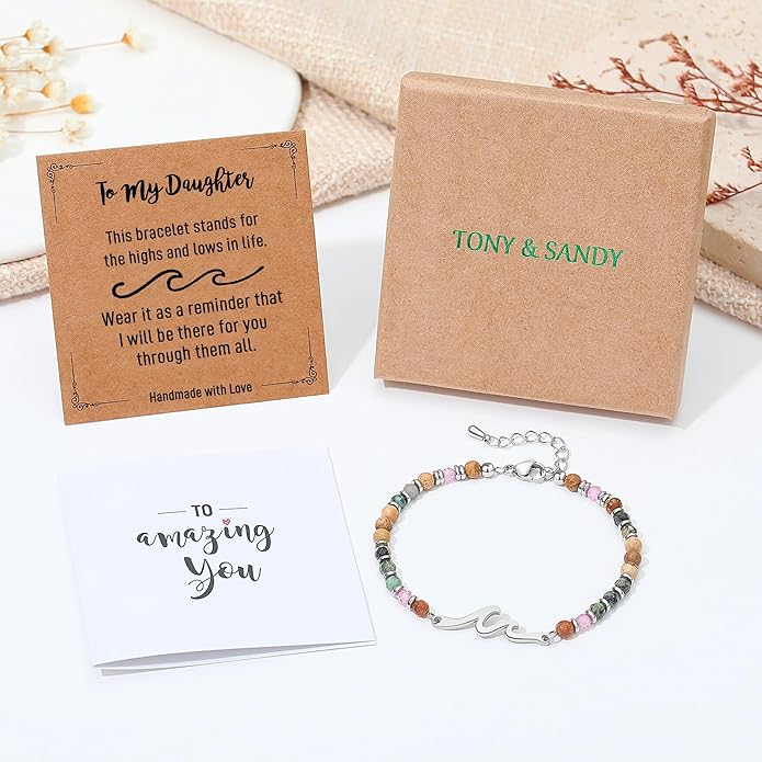 TONY & SANDY Friend Gifts for Women, Unique Valentine's Day Gifts for Her, Sister Gifts from Sister, Wave Bracelet, Christmas Birthday Gifts for Women, Bestie Friendship Bracelets
