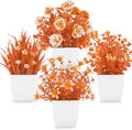 Der Rose 4 Pack Fall Fake Flowers Mums Artificial Plants in Pots Home Decor | by DerRose