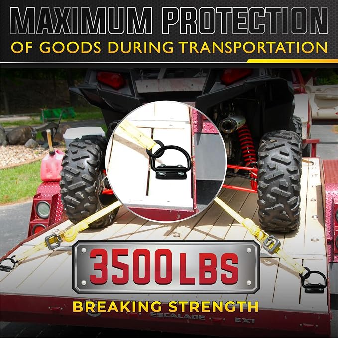 PAMAZY 6PCS 3500lbs Heavy-Duty Steel D-Rings Tie-Down Anchors Ultra-Durable | - Image 2