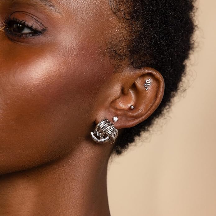 Gold Knot Earrings for Women Trendy Stud Earrings Chunky Statement Drop Dangle Earrings Lightweight Hypoallergenic Jewelry Women Christmas Gifts