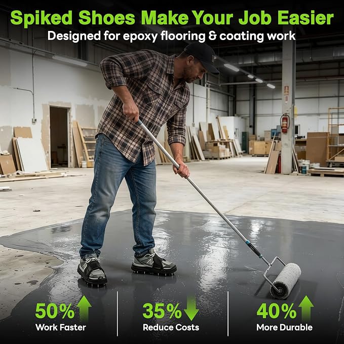 Epoxy Spike Shoes for Flooring, US XLarge Size Black | Sharp Spiked Shoes for - Image 6