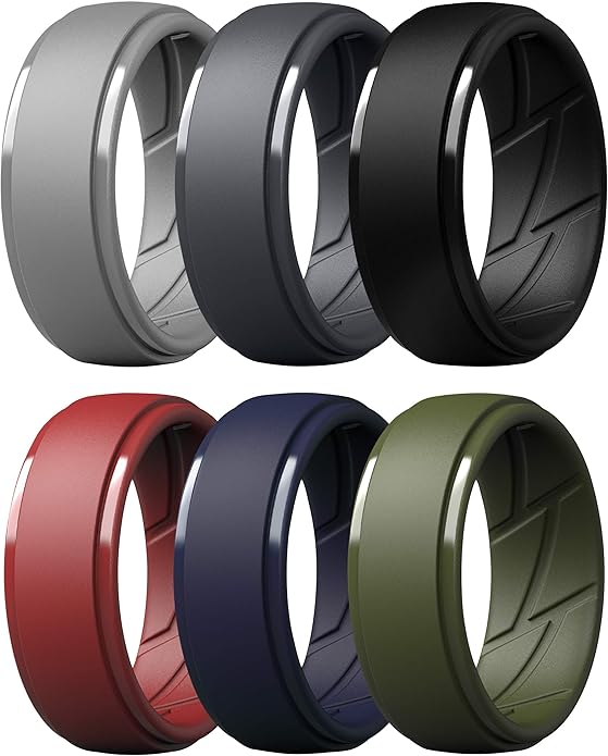 ThunderFit Men's Silicone Rings 10mm Wide 2.5mm Thick Rubber Bands, Breathable, Variety Multipack 1-10