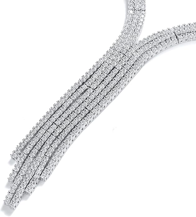 Bridal Jewelry Set Art Deco Vintage Estate Style Cubic Zirconia Marquise Leaf Teardrop AAA CZ Statement Cleavage Choker Necklace & Chandelier Dangle Clip On Or Pierced Earrings For Women Pageant