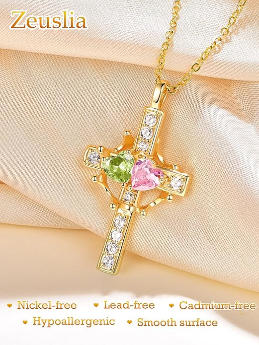 Valentine's Day Gifts for Wife 925 Sterling Silver Double Birthstone Pendant Necklaces I Love You for Always and Forever Necklace Anniversary Birthday Gifts for Wife Girlfriend Mom Her
