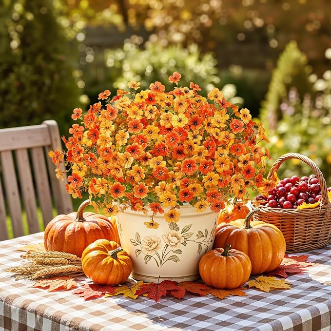 Alupssuc 96 Bundles Artificial Fall Flowers, UV Resistant Faux Mums Porch | - Image 7