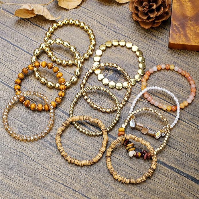 Friendship Bracelets Boho Stackable Bracelets for Women Surfer Heishi Clay Bead Bracelets Stretch Preppy Bracelets Colorful Boho Bracelets for Women