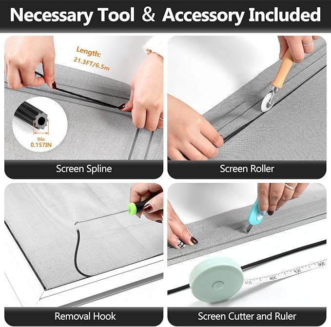 Secopad Window Screen & Screen Door Mesh Repair Kit, 39 in x 78 in, Tearproof & - Image 3