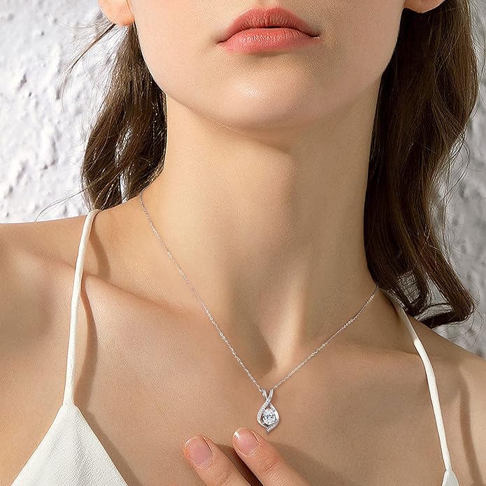 SMILEST Valentines Day Gifts for Her - 925 Sterling Silver Oval Sparkle Birthstone Necklace, Infinity Pendant Necklace Anniversary Birthday Gifts for Women Wife Girlfriend Mom Birthstone Necklace