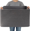 JMvicyroam 96L Large Woven Cotton Rope Blanket Basket, Freestanding by JMvicyroam