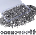 LAIDANLA 800PCS Glass Beads Gray Color Crystal Beads Assorted Crystal Beads with Container Box for DIY Necklace Bracelet Earring Jewelry Making