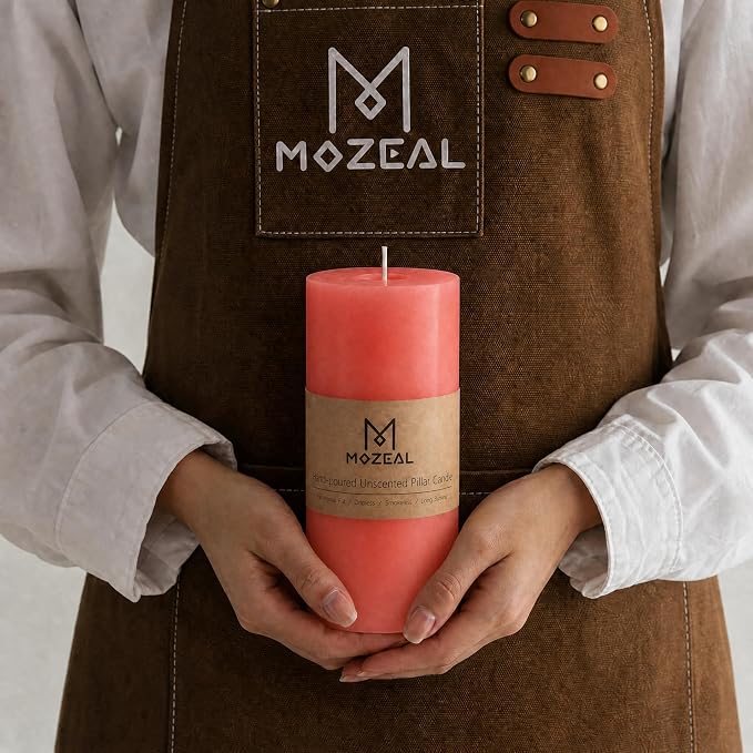 MOZEAL 3" x 6" Hand-Poured Unscented Candle, Dripless Pillar Candle Set of 3 - Image 2