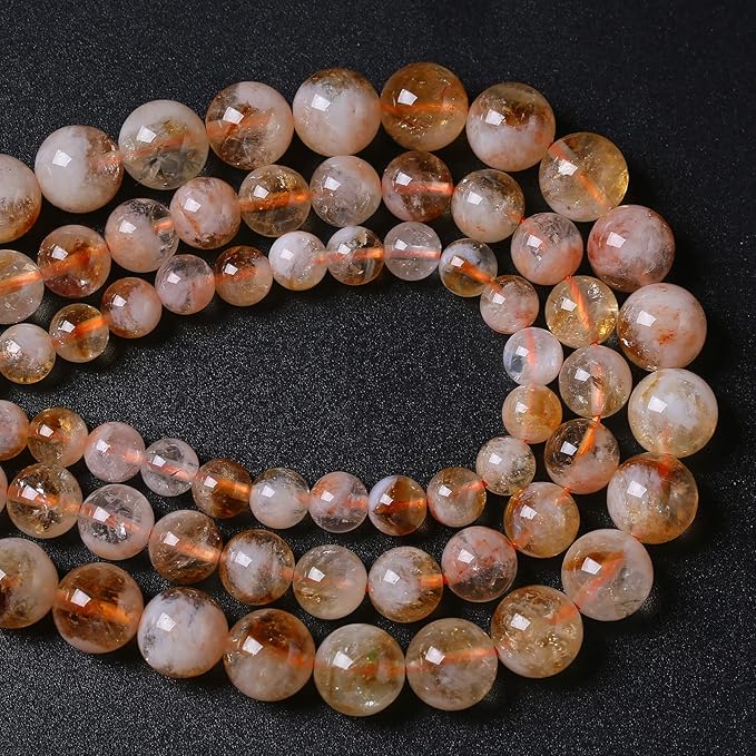 6MM 60PCS Natural Stone Citrine A Grade Quartz Crystal Loose Beads for Jewelry Making DIY Bracelet Necklace 1 Strand 15’’