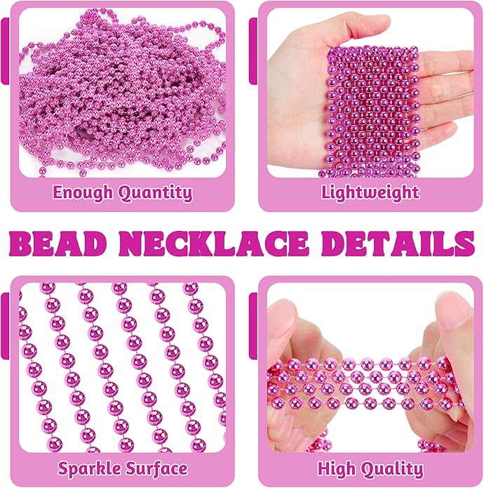 300PCS Mardi Gras Beads Bulk, Mardi Gras Beads Necklace, Parade Throw Accessories Set Decorations Party Supplies