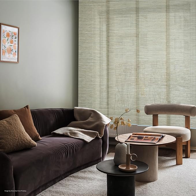 Replacement Fabric Panels for Sliding Glass Door, Fabric Only, Natural Woven - Image 3