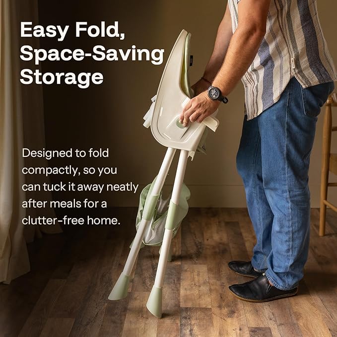 HARPPA 6-in-1 Convertible Baby High Chair for Toddlers, Foldable Highchair with Removable Tray for Eating & Playing, Adjustable 5-Point Safety Harness, Toddler High Chair with PU Cushion, Green