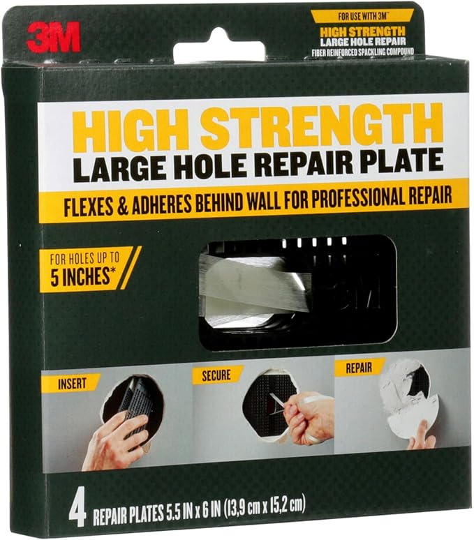 3M High Strength Repair Plate, 4 Pack | Wall And Ceiling Hole Repair Backer - Image 3