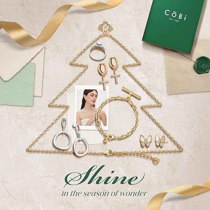 COBI Jewelry Set for Women, 18K Gold & Rhodium Plated CZ Necklace & Earrings, Clover Halo Infinity Solitaire Feather Designs, Dainty Crystal Pendant Sets, Trendy Fashion Gifts for Her