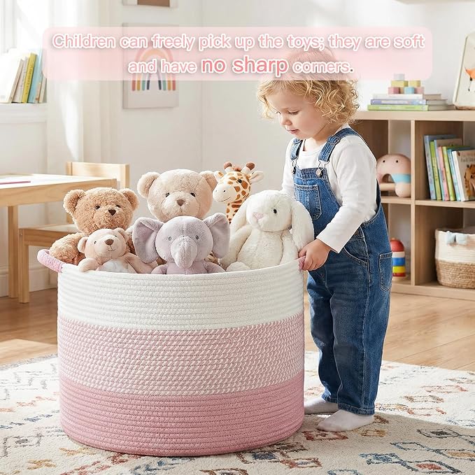 Artfeel 70L Large Cotton Rope Basket, Decorative Woven Blanket Storage - Image 2