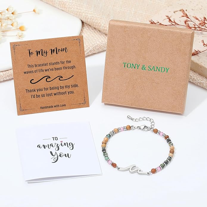 TONY & SANDY Friend Gifts for Women, Unique Valentine's Day Gifts for Her, Sister Gifts from Sister, Wave Bracelet, Christmas Birthday Gifts for Women, Bestie Friendship Bracelets