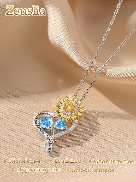 Valentine's Day Gifts for Wife 925 Sterling Silver Double Birthstone Pendant Necklaces I Love You for Always and Forever Necklace Anniversary Birthday Gifts for Wife Girlfriend Mom Her