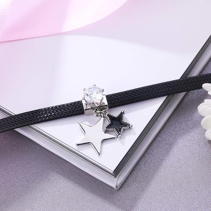 Yonhon Black Choker Necklace for Women,Gold/Siver Tone Choker Necklace with Elegant Pendantant
