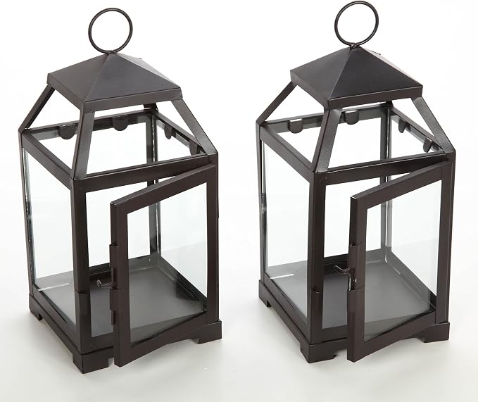 Hosley Set of 2 Clear Glass and Iron Classic Style Lantern 12 Inch High Ideal - Image 4
