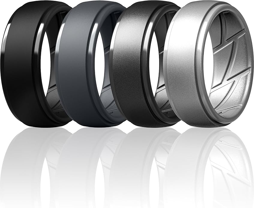 ThunderFit Men's Silicone Rings 10mm Wide 2.5mm Thick Rubber Bands, Breathable, Variety Multipack 1-10
