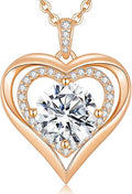 Valentine's Day Gift Moissanite Heart Pendant Necklaces for Women, 925 Sterling Silver Necklace Engraved with 'I LOVE YOU', Ideal Anniversary Birthday Jewelry Gifts for Mom Wife Girlfriend Daughter Her