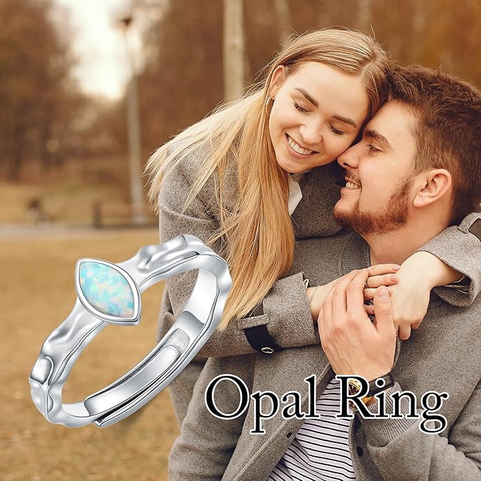 Sterling Silver Blue Butterfly Opal Rings for Women,Butterfly Open Ring Butterfly Ring Butterfly Adjustable Ring Opal Ring Jewelry Gift for Hers Ring Adjustable Size 6-9-1