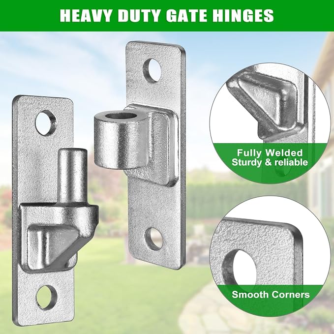 Insaga Wall Mount Gate Hinges Heavy Duty, Hot-Dip Galvanized Steel, 600LB Load - Image 3