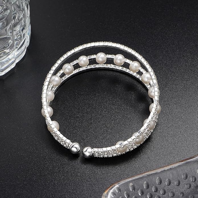 Suyi Rhinestone Bracelet Multilayer Gold Cuff Bracelet for Women Crystal Braidal Bracelets