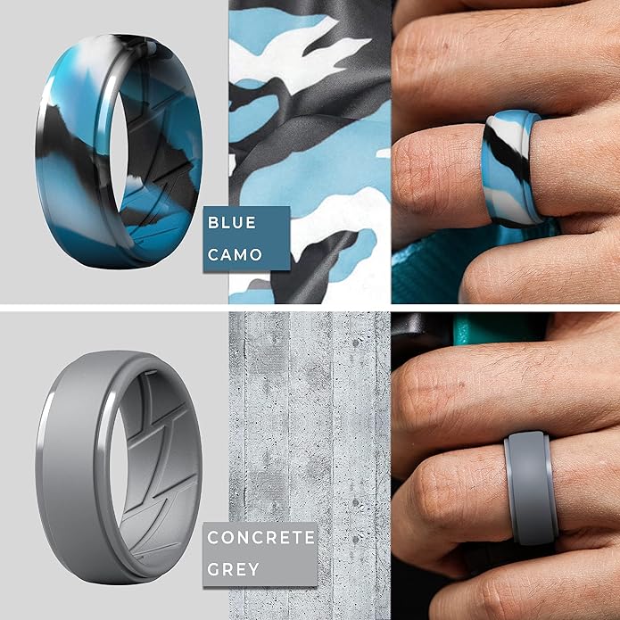 ThunderFit Men's Silicone Rings 10mm Wide 2.5mm Thick Rubber Bands, Breathable, Variety Multipack 1-10