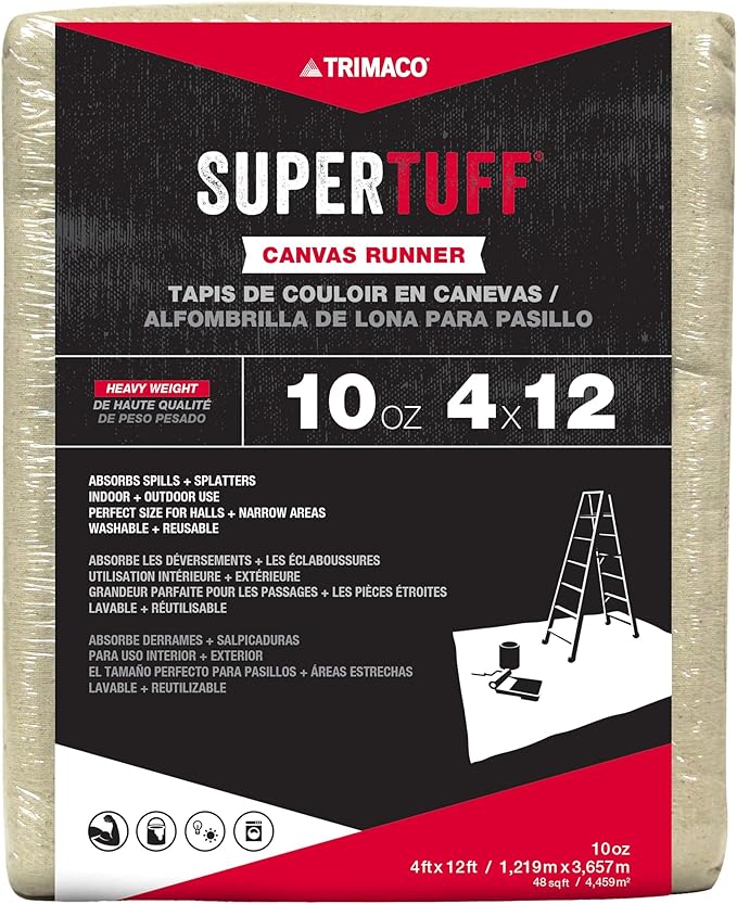 Trimaco 51127 SuperTuff Drop Cloth, 4-feet x 12-feet, 48 Sq Ft by Trimaco
