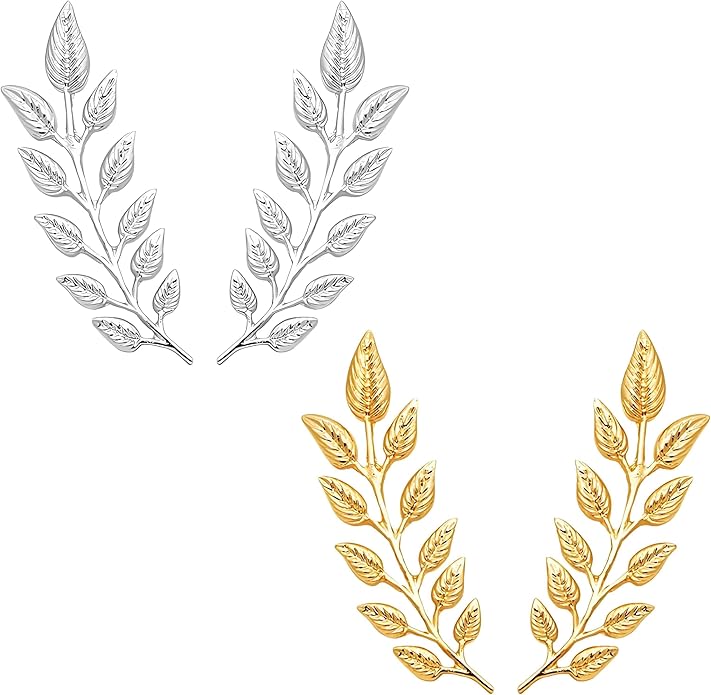 5 Pairs Retro Hollow Pattern Shirt Collar Brooches For Women And Men Gold Plated Triangle & Simple Elegant Double Leaf Collar Pin Brooches Gold Silver Plant Brooch Jewelry