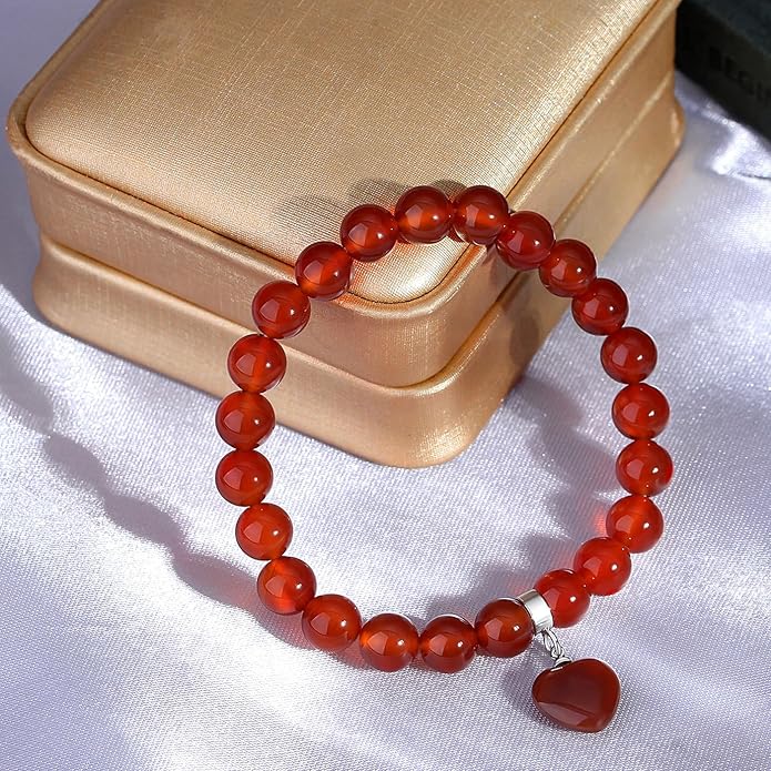 MAIBAOTA Healing Crystal Bracelet for Women, 8 mm Natural Gemstone Beaded Bracelet, Love Heart Bracelet Jewelry Gifts for Birthday Mothers Day Valentine's Day Anniversary