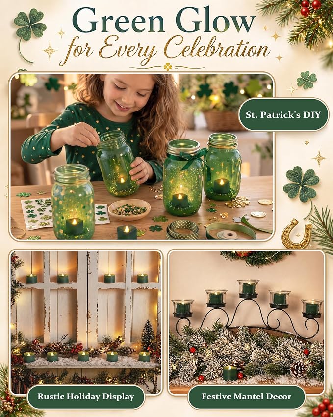 Homemory 50-Pack Green Flameless Battery Tea Light Candles, 200+ Hours | - Image 7