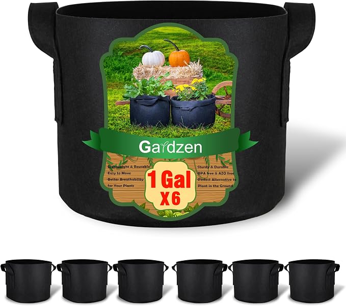Gardzen 6-Pack 1 Gallon Grow Bags Fabric Pots by Gardzen