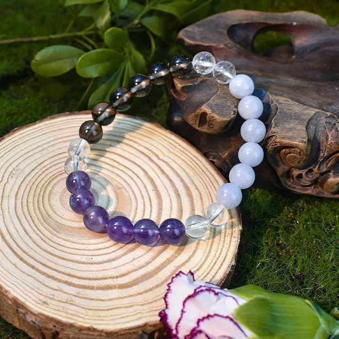 Strong Healing Crystal Bracelet 8MM Genuine Stone Bracelet Lucky Beaded Bracelet Chakra Bracelet 6.5 inch Positive Energy Inspirational Gifts for Women Mom
