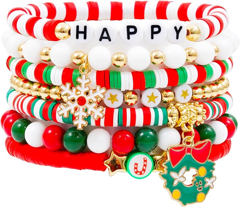 Heishi Beaded Stretch Bracelets for Women Stackable Polymer Clay Beads Bracelets Friendship Boho Summer Beach Bracelet Jewelry Set