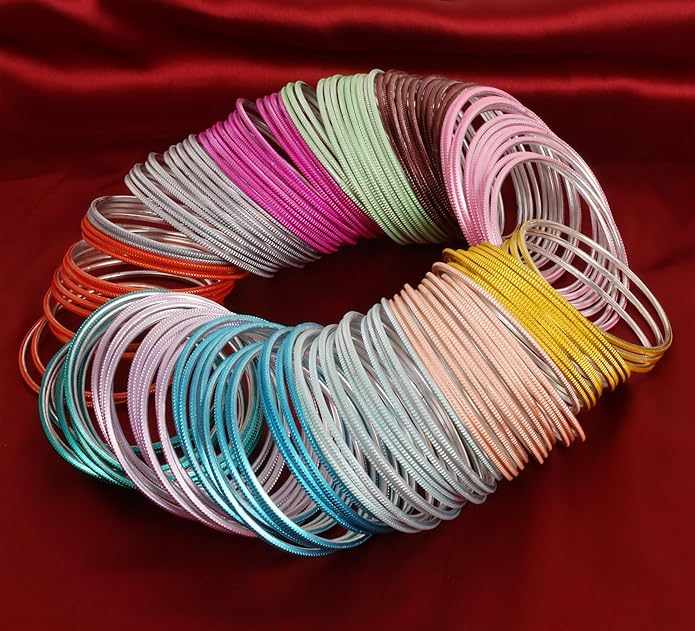 Touchstone indian bangles bracelets for women colorful churiyan set return gifts jewelry chudiya bulk pack bollywood metal bangle sets 12 textured vintage colors. Set of 144
