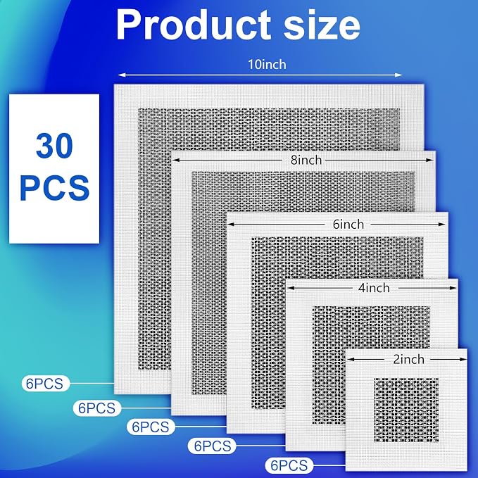 Blulu 30 Pcs 2/4/6/8/10 Inch Drywall Repair Kit Self Adhesive Mesh Drywall - Image 2