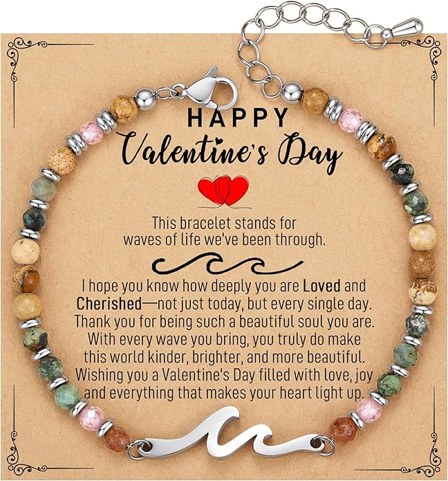 TONY & SANDY Friend Gifts for Women, Unique Valentine's Day Gifts for Her, Sister Gifts from Sister, Wave Bracelet, Christmas Birthday Gifts for Women, Bestie Friendship Bracelets