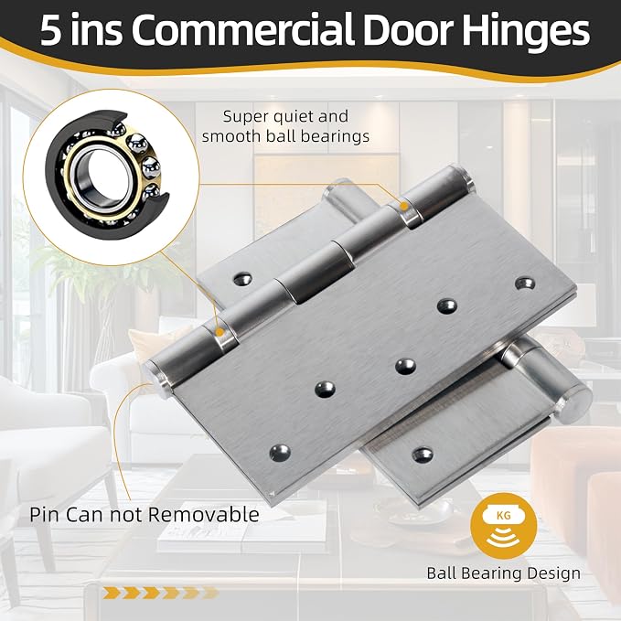 5 in Stainless Steel Hinges Ball Bearing up to 220 lbs, Thickness 3 mm | Hinges - Image 6