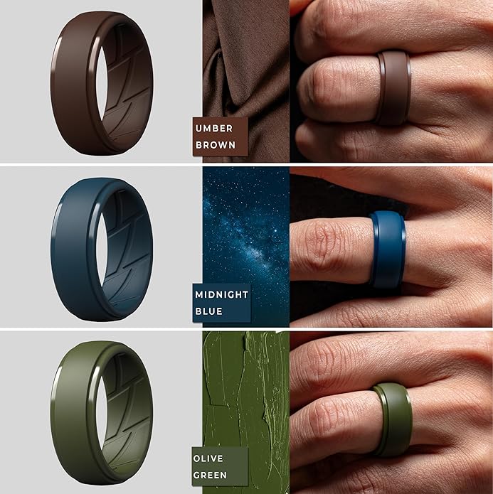 ThunderFit Men's Silicone Rings 10mm Wide 2.5mm Thick Rubber Bands, Breathable, Variety Multipack 1-10