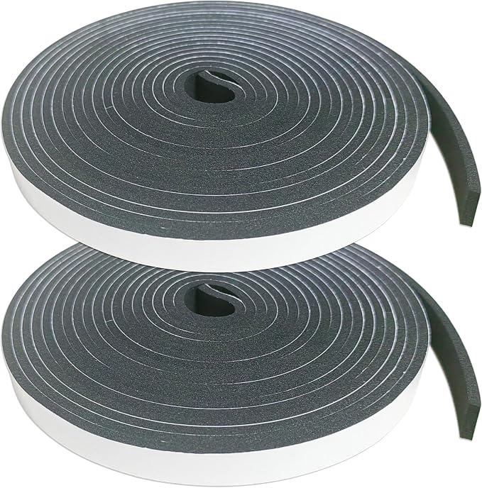 Weather Stripping Foam Tape 2 Rolls, Self Adhesive Door Seal by GuangTouL