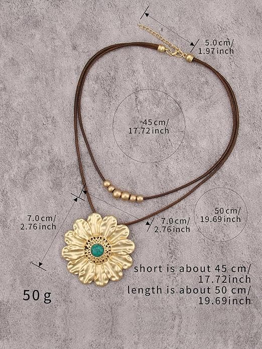 Boho Necklaces for Women Chunky Circle Necklace Layered Boho Circle Leather Choker Necklace Long Vintage Necklaces Bohemian Jewlery Gifts