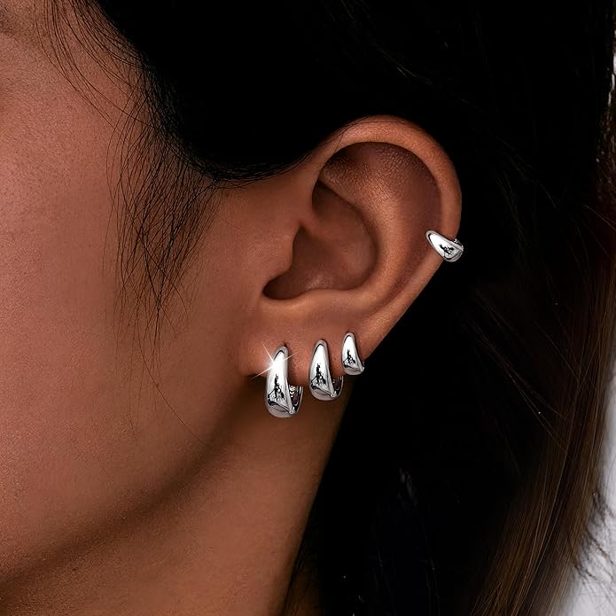Small Gold Huggie Hoop Earrings Set for Women Men Hypoallergenic 14K Plated Stack Cartilage Earrings, Multiple Piercing Lightweight Mini Thin Cute Dainty Trendy Jewelry Set Christmas Gifts for Women