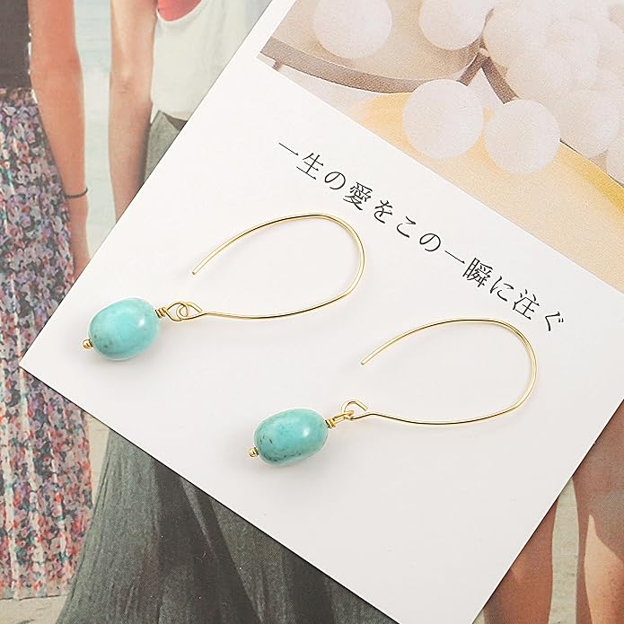 Geometric Drop Dangle Earrings Boho Statement Long Hoops 18k Gold Plated Lightweight Earrings for Women Girls